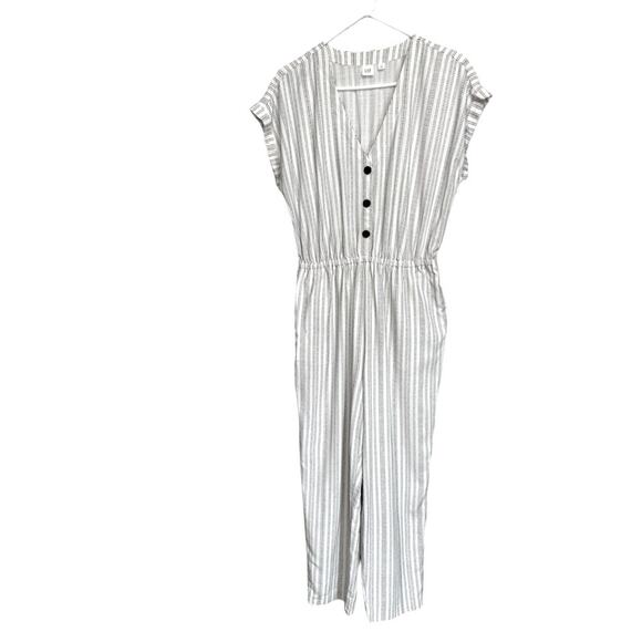 GAP White & Black Striped Rayon Women's Jumpsuit Romper Size Small - Picture 3 of 11